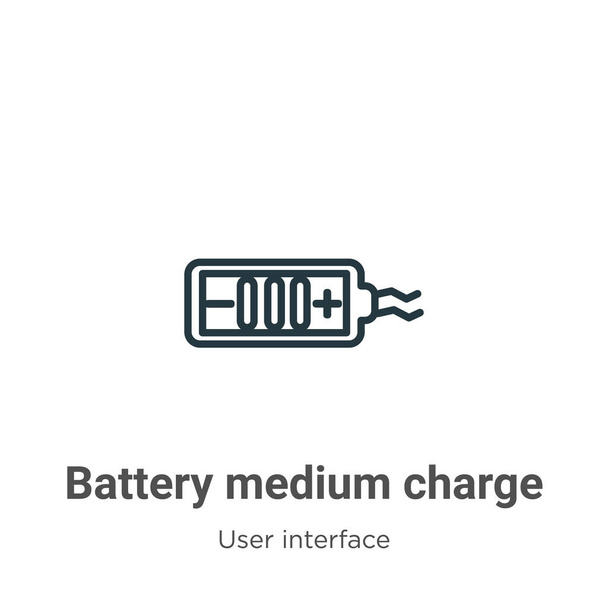 Battery medium charge outline vector icon. Thin line black battery medium charge icon, flat vector simple element illustration from editable user interface concept isolated stroke on white background - Vector, afbeelding