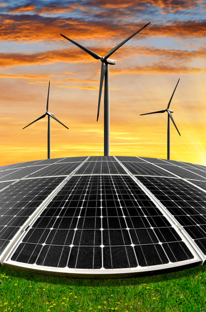 Солнечные батареи и ветряные турбины
 - Фото, изображение