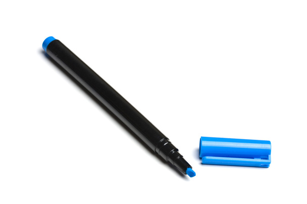 Blue highlighter isolated on white - Photo, Image