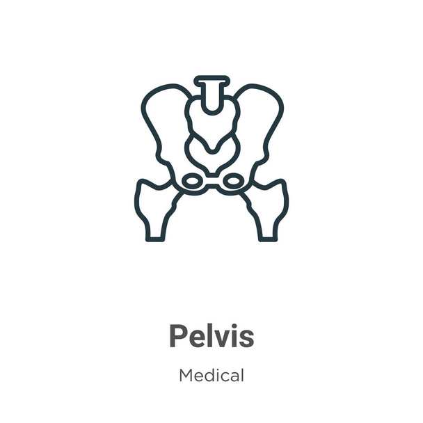 Pelvis outline vector icon. Thin line black pelvis icon, flat vector simple element illustration from editable medical concept isolated stroke on white background - Vector, Image
