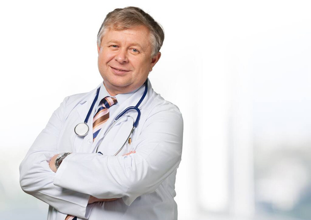 portrait of handsome male doctor isolated on white background - Photo, image