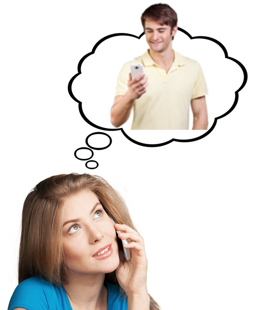 joven pareja hablando por teléfono - Foto, Imagen