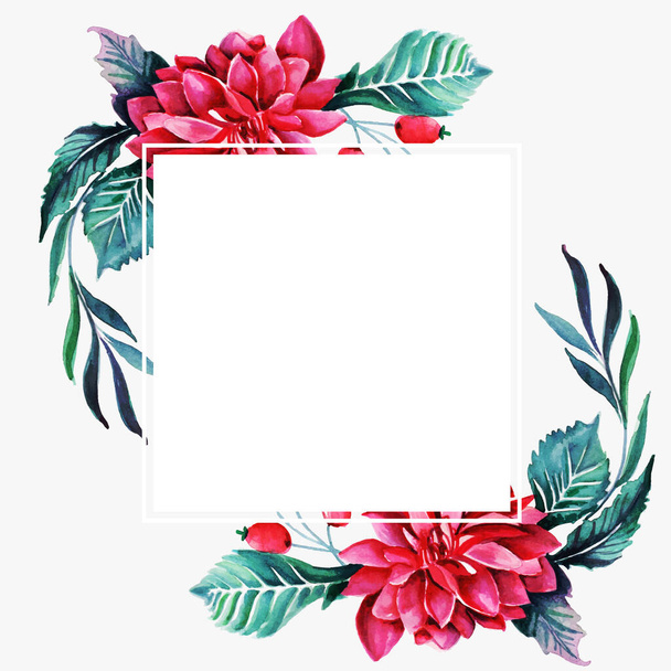 Watercolor Floral Frame fundo de múltiplos propósitos para aniversário, aniversário, casamento e outras celebrações
 - Vetor, Imagem