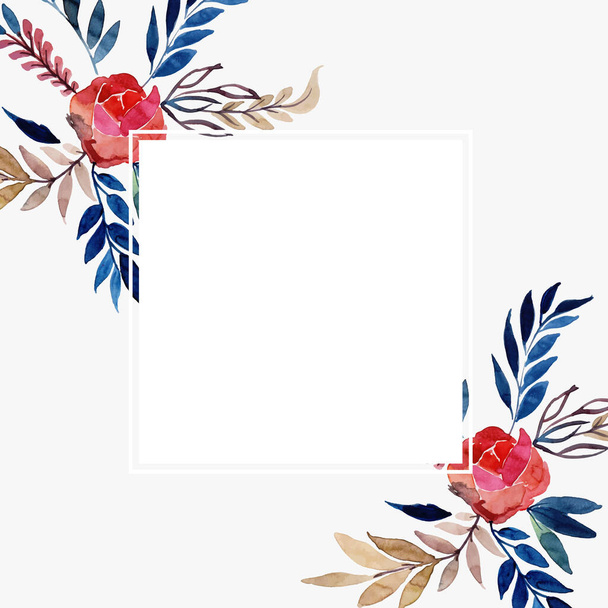 Watercolor Floral Frame Multi-Purpose Background for Anniversary,birthday,wedding and other celebrations - Διάνυσμα, εικόνα