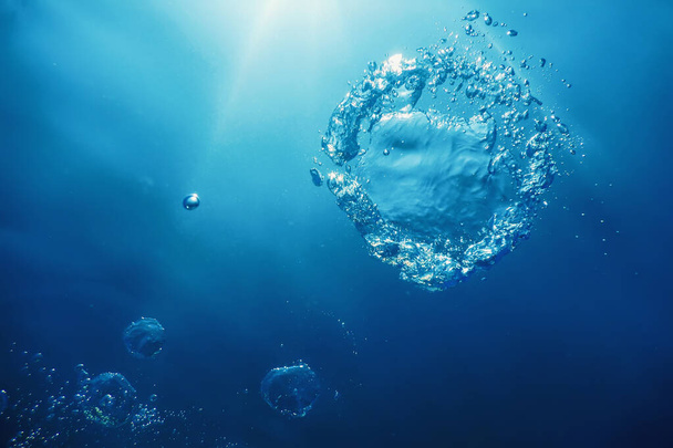 Underwater Bubbles with Sunlight. Underwater Background Bubbles - Photo, Image