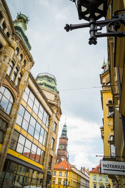 Wrocaw, Poland - June 15, 2019. Wroclaw Houses and streets of the city of Wroclaw. Cityscape - 写真・画像