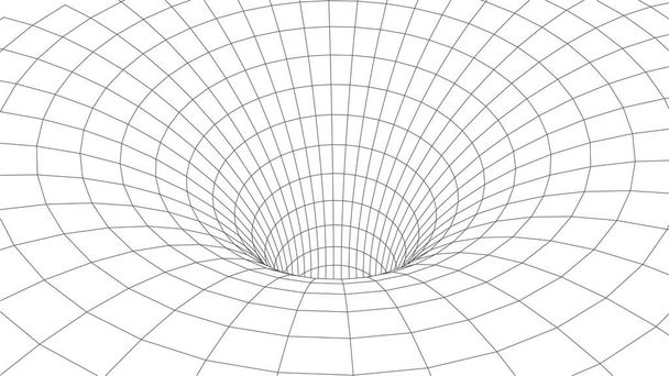 Technology wireframe tunnel on white background. Futuristic 3D grid. - Vector, Image