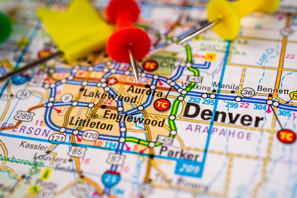 Denver Usa kaart reisachtergrond - Foto, afbeelding