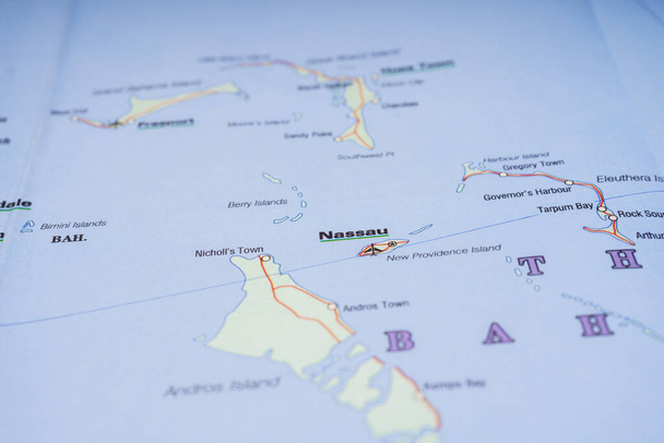 Bahamas en el mapa de fondo de viaje
 - Foto, Imagen