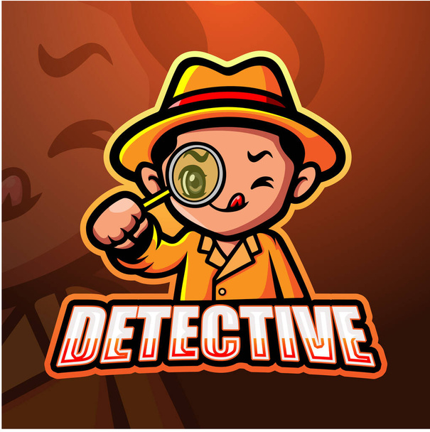 Векторная иллюстрация дизайна логотипа Detective mascot esport
 - Вектор,изображение