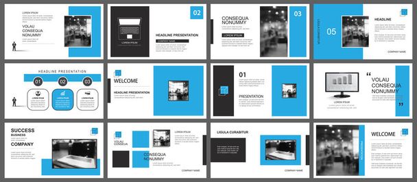 Шаблон презентаций и слайдов. Дизайн синий геометрический фон. Использование для делового годового отчета, флаера, маркетинга, фильтра, рекламы, брошюры, современного стиля
. - Вектор,изображение