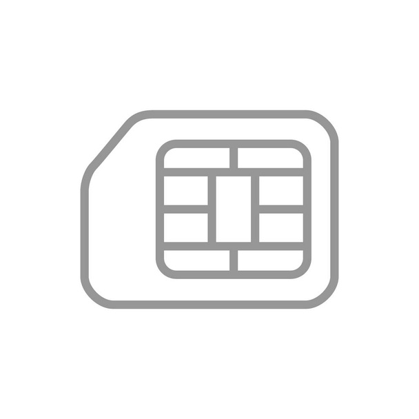 Icono de línea de tarjeta SIM. Ranura móvil, símbolo del chip del teléfono
 - Vector, imagen