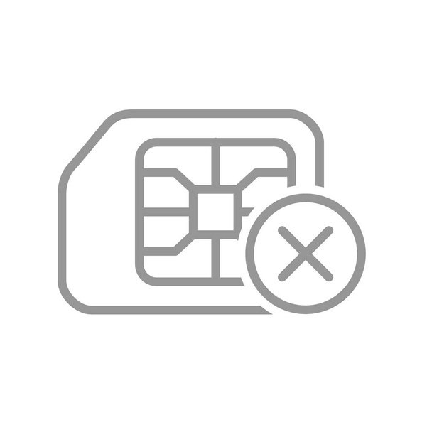 SIM card rejected line icon. Not approved phone number symbol - Vector, Image