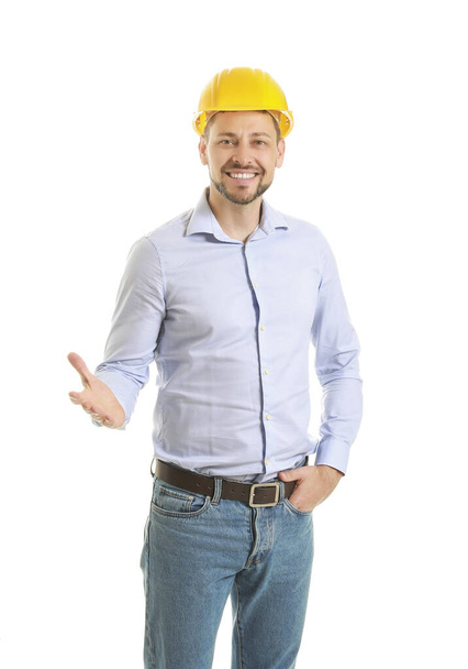 Male engineer on white background - Foto, Imagen