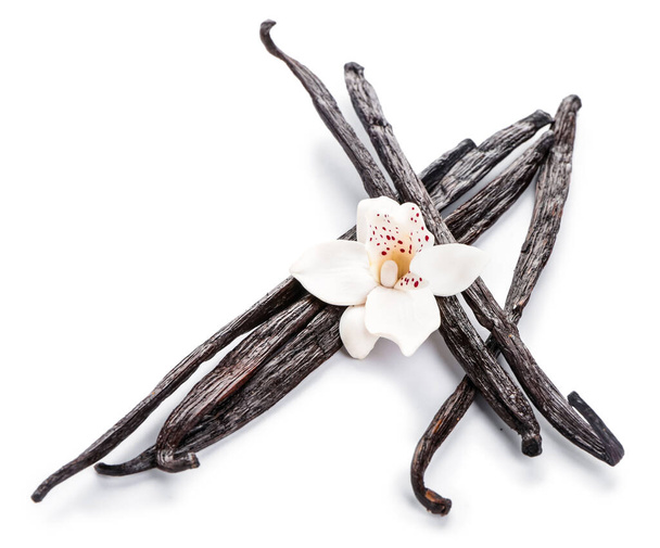 aromatische Vanillestangen auf weißem Hintergrund - Foto, Bild
