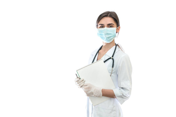 Doctor con documentos aislados sobre fondo blanco
 - Foto, imagen