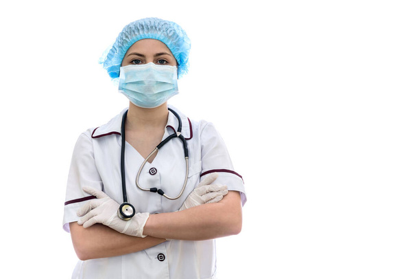 Doctor with stethoscope isolated on white background - Photo, image