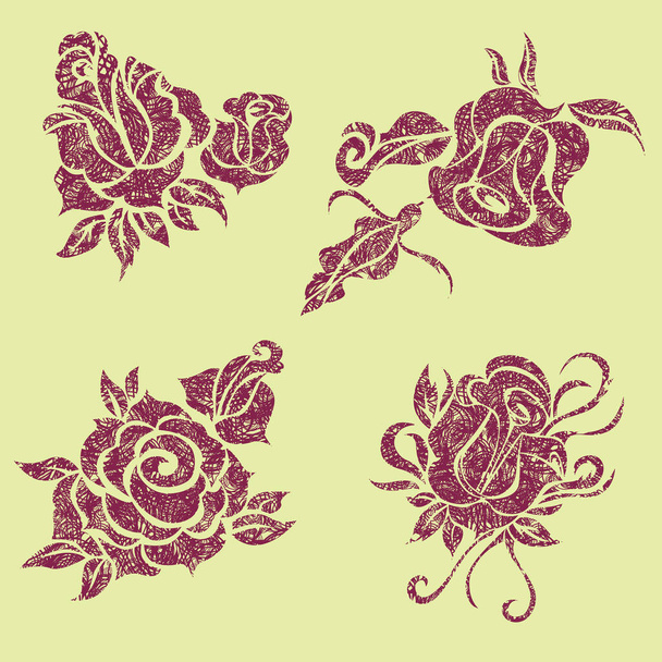 Conjunto vetorial de plantas naturais e elementos de design de flores. ilustração do estoque de flores
 - Vetor, Imagem
