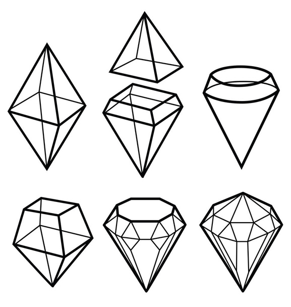 Vector set van diamant design elementen - snijmonsters. Edelsteen. Mode sieraden. Voorraadillustratie - Vector, afbeelding