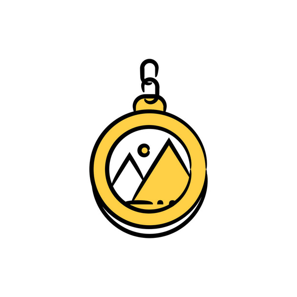 ikona přívěsku na klíče pro koncept designu značky žlutý ručně kreslený design - Vektor, obrázek
