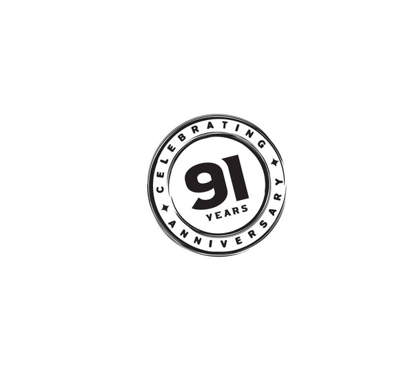 Yıldönümü yuvarlak logosu 91 simgesi, geometrik kurumsal kimlik, vektör illüstrasyonu - Vektör, Görsel