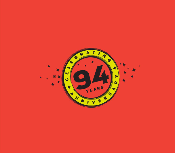 Yıl dönümü yuvarlak logosu 94 simgesi, geometrik kurumsal kimlik, vektör illüstrasyonu - Vektör, Görsel