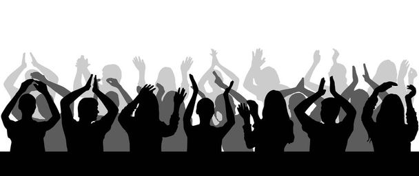 Silhouette of applauding crowd close-up. Vector illustration. - Vector, Image