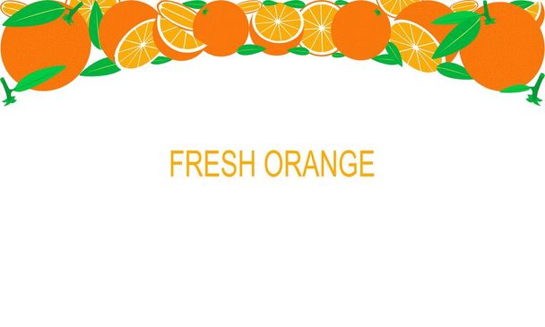 バナー、雑誌、ウェブサイト、レストラン、メニューに適したベクターフレッシュオレンジテンプレート。健康的なライフスタイルのための果物と健康的な食事. - ベクター画像