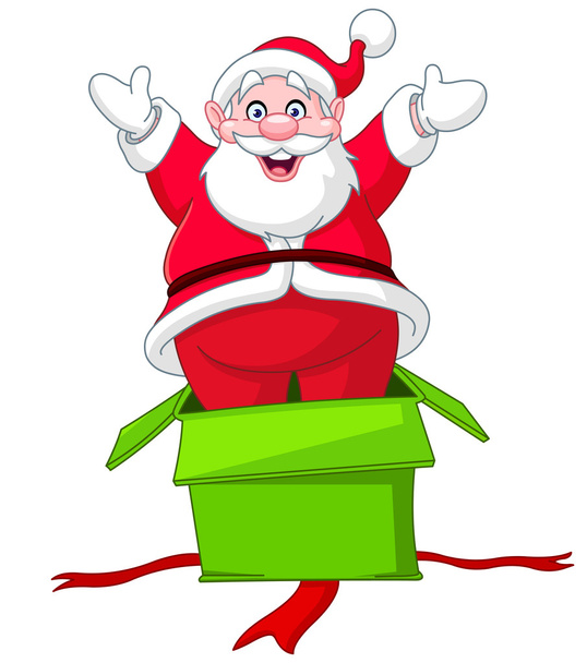 Santa salta de la caja de regalo
 - Vector, Imagen