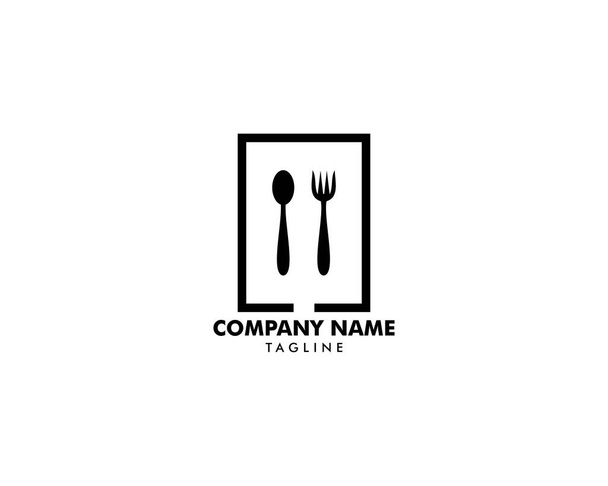 Логотип ресторан со столовыми приборами, ложка и вилка векторные иллюстрации - Вектор,изображение