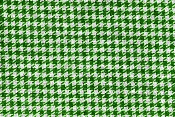 Grün-weiß karierte Textur. Helle farbige Baumwolle Hintergrund - Foto, Bild