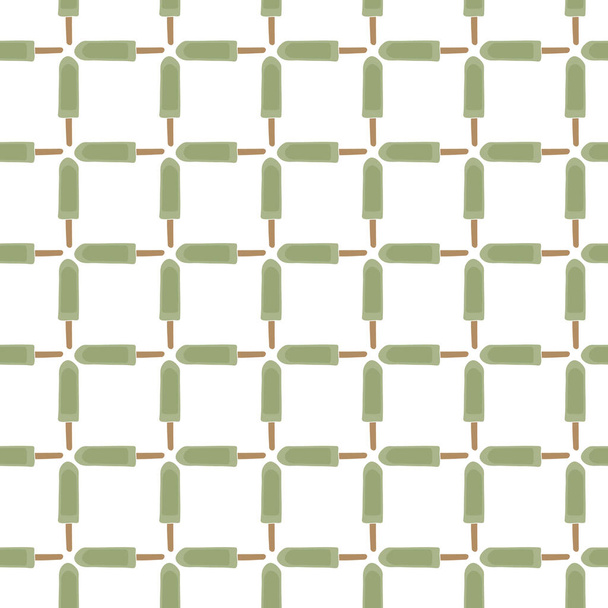 Vector Green Popsicles Grid on White Background. Seamless Repeat Pattern. Background for textiles, cards, manufacturing, wallpapers, print, gift wrap and scrapbooking. - Vector, Image