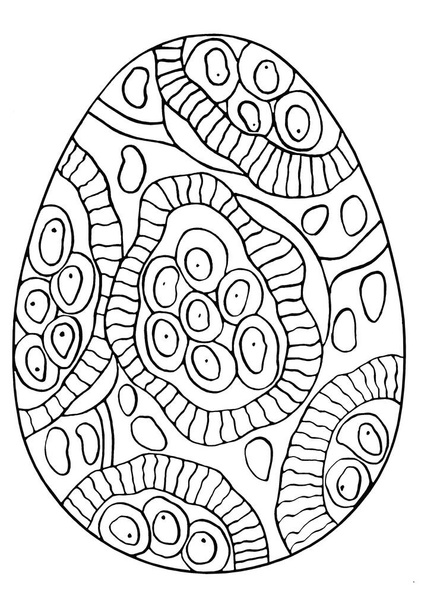 Πασχαλινό αυγό με εκτύπωση "νούφαρο, φύλλα και κύματα". Ζωγραφική χέρι βιβλίο ζωγραφικής για παιδιά και ενήλικες. Μία από μία σειρά ζωγραφισμένων εικόνων. - Φωτογραφία, εικόνα