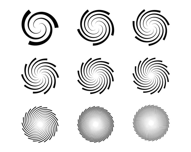 Spirala i wirowa ruchu skręcenia kręgów projektowania elementu zestawu. Ilustracja wektorowa. - Wektor, obraz