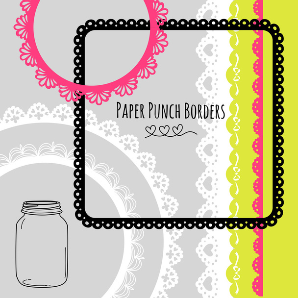 Lace Paper Punch Borders and frames - Вектор,изображение