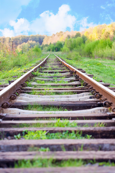 railway tracks in a rural scene with nice blue sky - Photo, Image