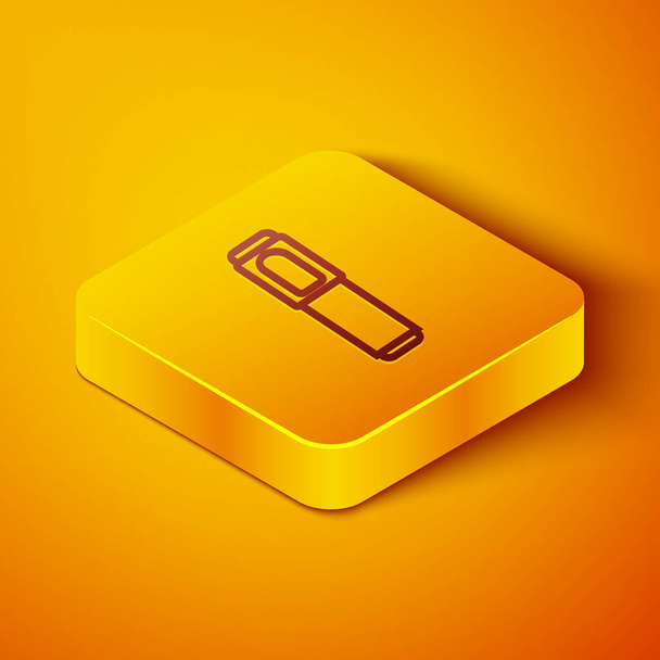 Isometrische Linie Markierungsstift-Symbol isoliert auf orangefarbenem Hintergrund. Gelber quadratischer Knopf. Vektorillustration - Vektor, Bild