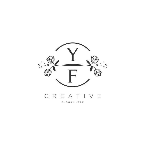 Yf Αρχικό λογότυπο με λουλούδι πρότυπο, λογότυπο για τις επιχειρήσεις, μόδα, καλλυντικά, ομορφιά - Διάνυσμα, εικόνα