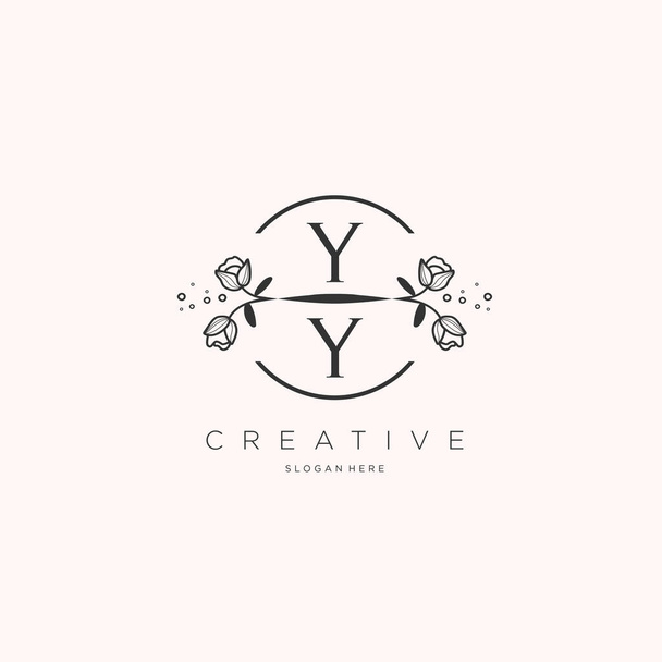 YY Logo inicial con flor de plantilla, logotipo para negocios, moda, cosméticos, belleza
 - Vector, Imagen