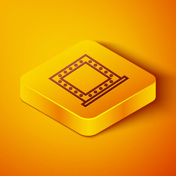 Izometrikus vonal Smink tükör fények ikon elszigetelt narancssárga alapon. Sárga négyzet gomb. Vektorillusztráció - Vektor, kép
