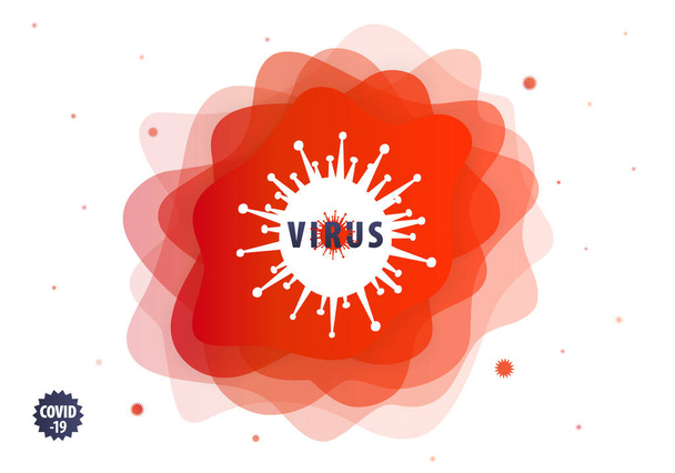 Virus. Coronavirus COVID-19, dangerous infection disease, microscopic bacterium. Abstract 3D shape microbe and liquid wave splash with bacteria. Modern vector illustration design layout on white background - ベクター画像