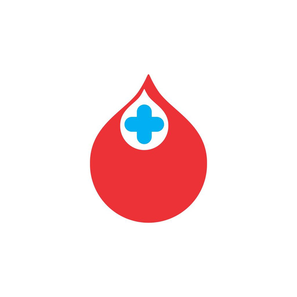 Kan damlası artı logo tasarım vektörü - Vektör, Görsel