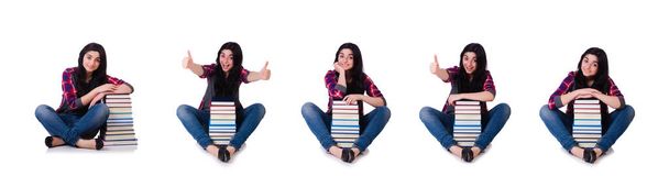 Молодий студент з книгами ізольовані на білому
 - Фото, зображення