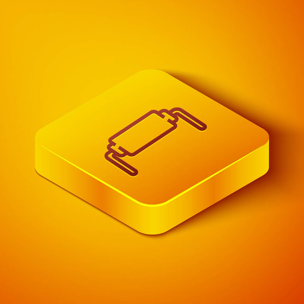Línea isométrica Icono eléctrico de resistencia aislado sobre fondo naranja. Botón cuadrado amarillo. Ilustración vectorial
 - Vector, imagen