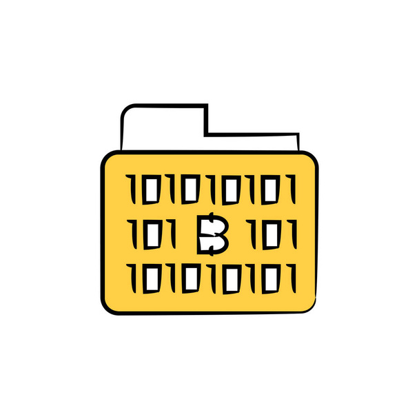 Bitcoin Folder Kryptowährungskonzept gelbe Symbole - Vektor, Bild