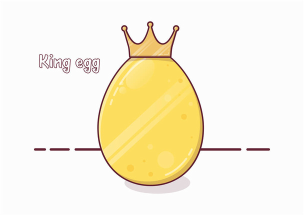 Vejce krále. Vejce se zlatou korunou. Zlaté velikonoční vajíčko na svátky. Velikonoční symbol. Světový den vajec. Vektorová ilustrace - Vektor, obrázek