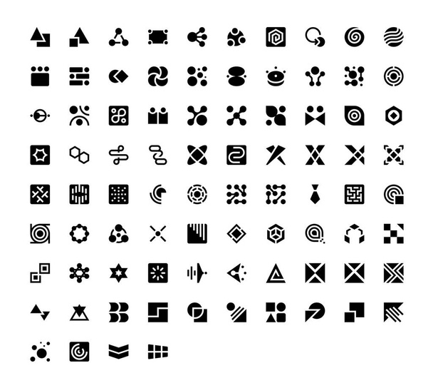 Set vector black solid icons Abstract - Vector, Image