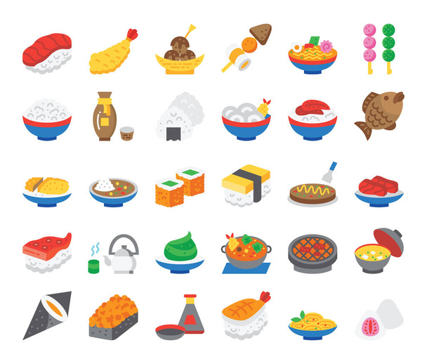 comida japonesa vectores planos iconos
 - Vector, imagen