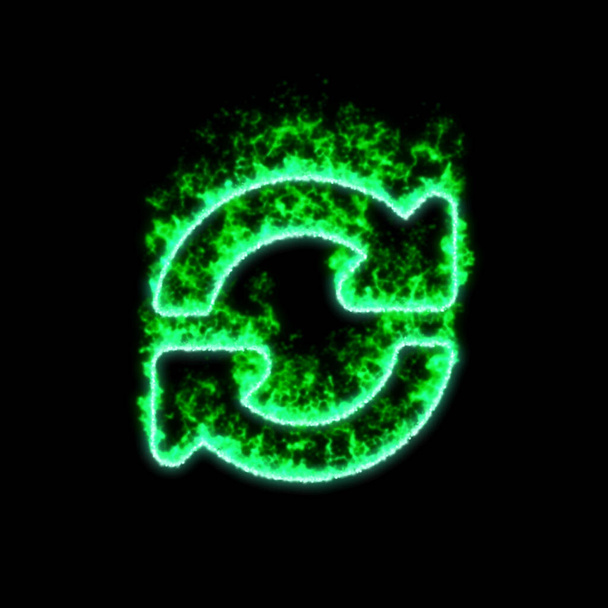 Synchronizace symbolů hoří v zeleném ohni   - Fotografie, Obrázek