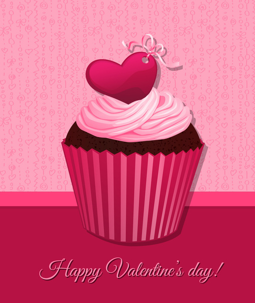 Valentine day cupcake - Вектор,изображение